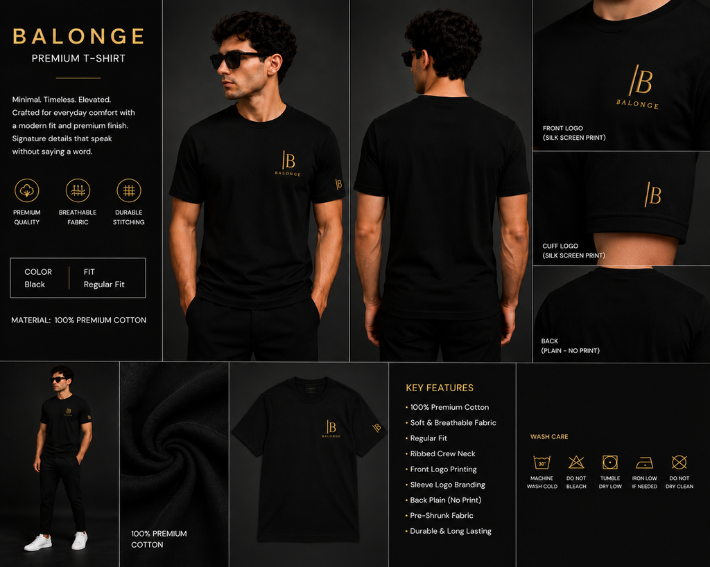BALONGE Premium Black T-Shirt