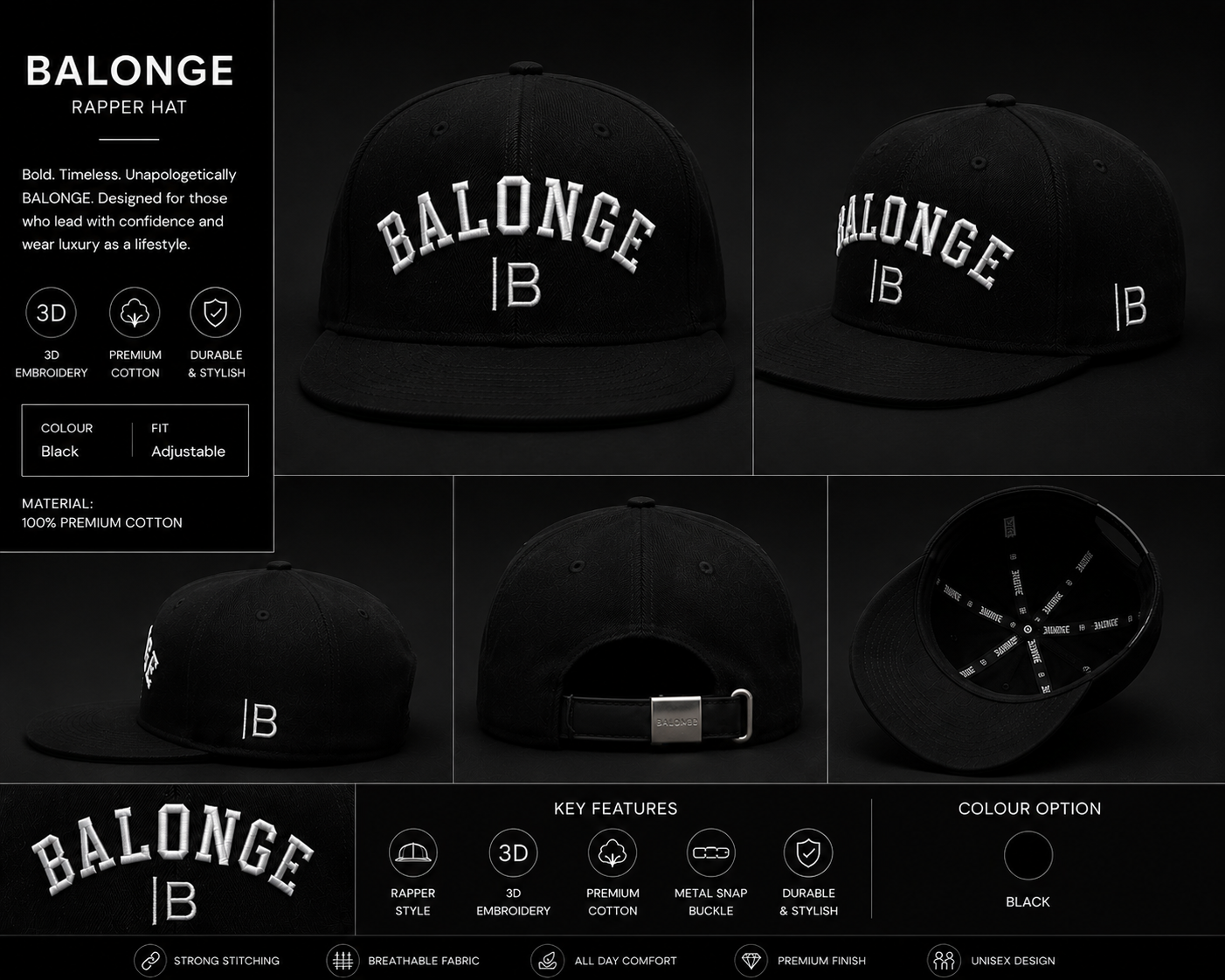BALONGE Premium Rapper Hat