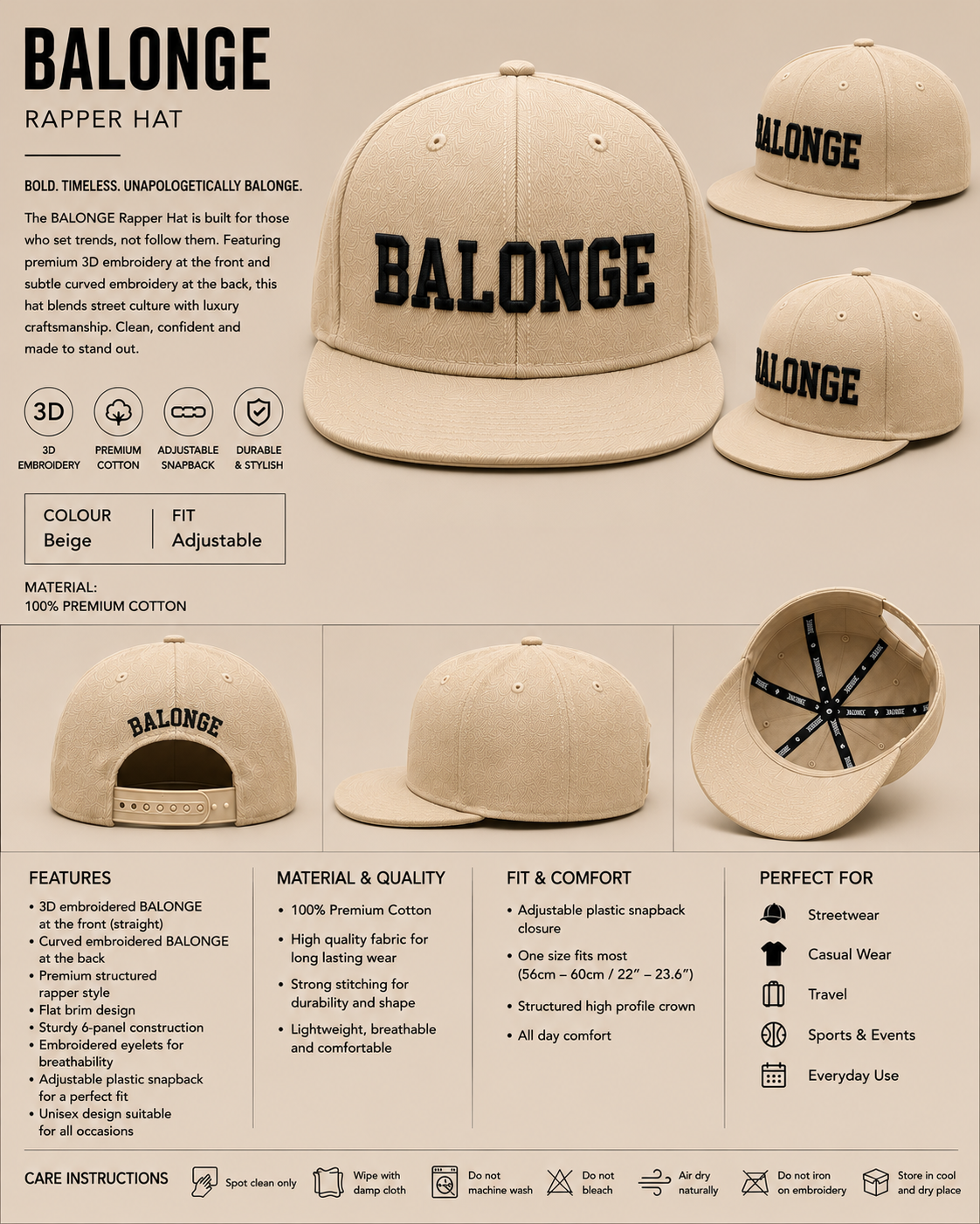 BALONGE Bold Rapper Hat