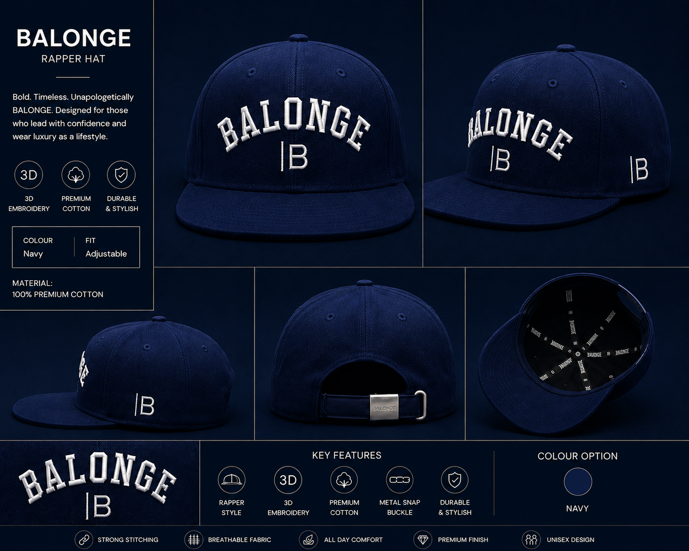 BALONGE Premium Rapper Hat